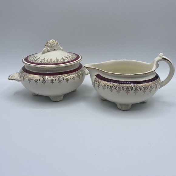 Homer Laughlin Nautilus Creamer and Covered Sugar‎ Bowl - Picture 1 of 12